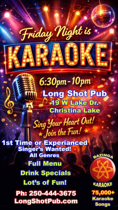 Friday Night Karaoke - Long Shot Pub, Christina Lake, BC